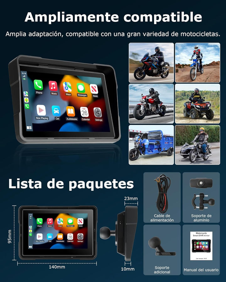 Motorrad Carplay Bildschirm Android Auto Motorrad mit 5 Zoll Wasserdichter Touchscreen, Kabelloses C