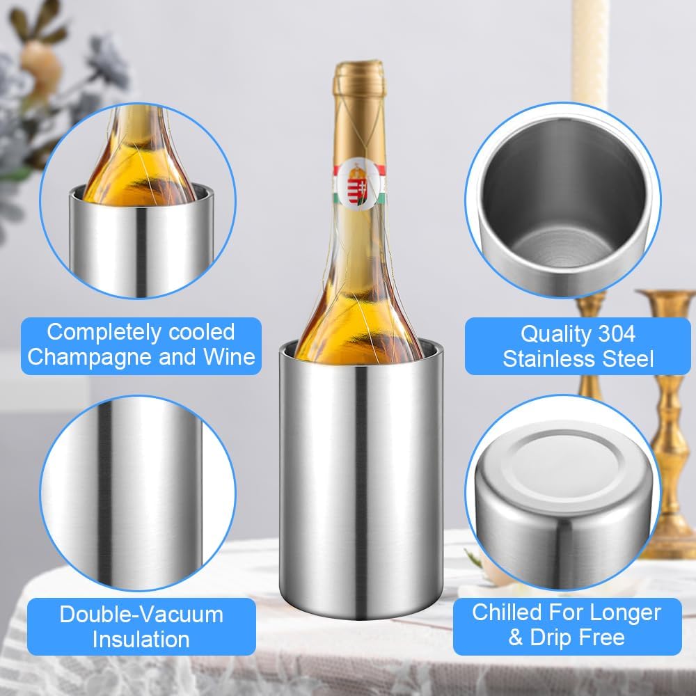 Flaschenkühler für Wein, Champagner und Sekt Flaschen, Doppelwandiger Edelstahl Sektkühler Weinkühle