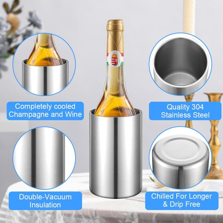 Flaschenkühler für Wein, Champagner und Sekt Flaschen, Doppelwandiger Edelstahl Sektkühler Weinkühle
