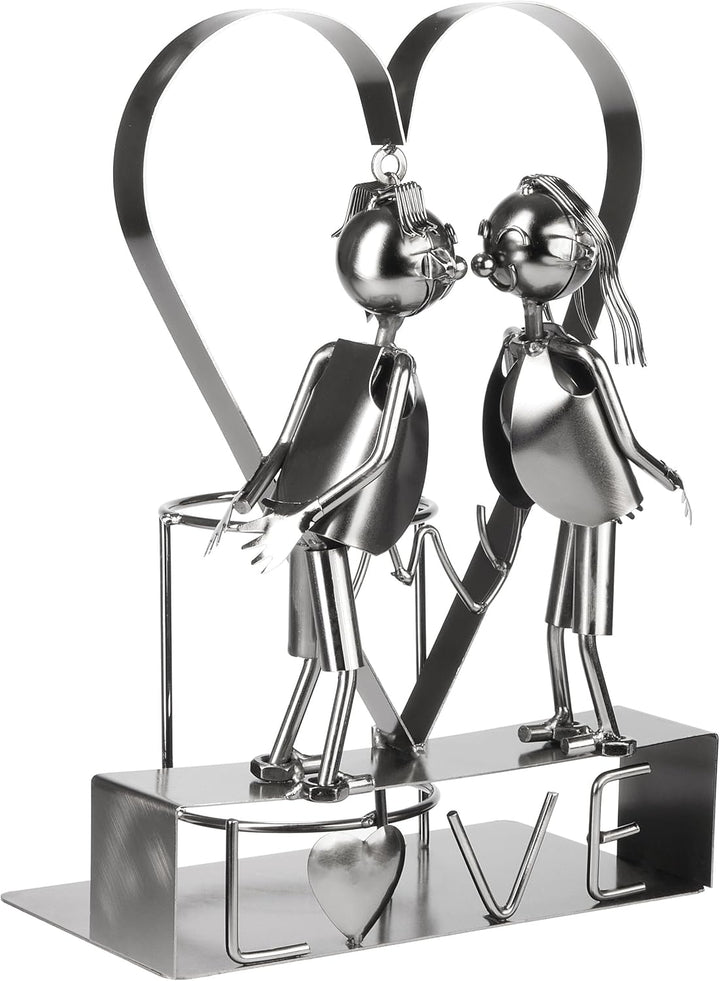 BRUBAKER Weinflaschenhalter Love Liebespaar im grossen Herz - Metall Flaschenhalter - 29 cm Wein Ges