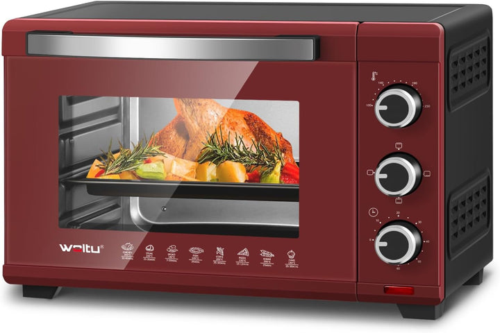 WOLTU Mini Backofen 28 L, Pizzaofen 1600 W, 100-230 °C, Timer 0-60 Min., 3 Heizmodi, inkl. Backblech