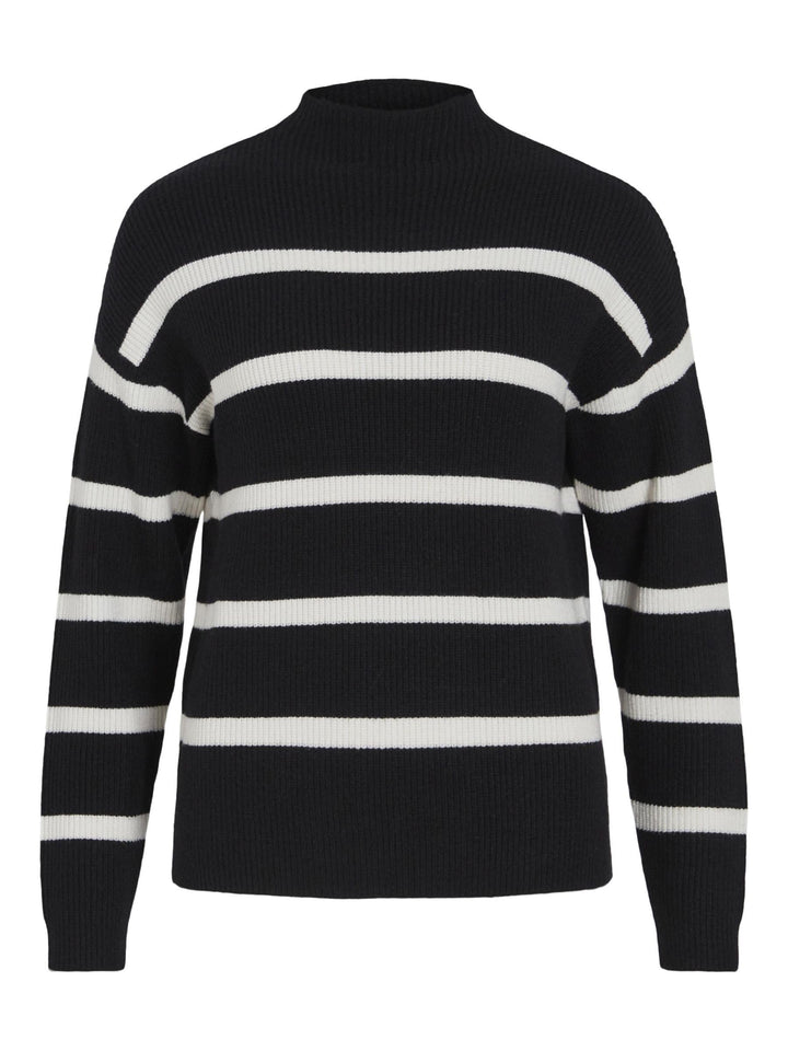 Vila Damen Strickpullover XS Black/Stripes:white Alyssum, XS Black/Stripes:white Alyssum