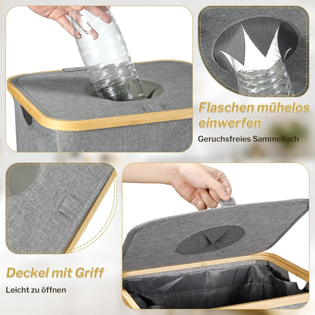 100L Pfandflaschen Sammelbehälter [INKL. TRAGETASCHE], Flaschensammler Leergut, PET Flaschen Pfandbe