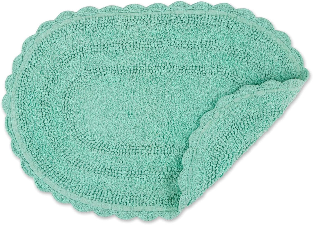 DII Crochet Collection Wende-Badematte, klein, oval, 43 x 61 cm, Aqua Small Oval, 17x24" Aqua, Small