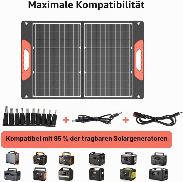 Rosaking 60W Faltbar Solarpanel,Tragbar Solar Ladegerät mit USB C+A +DC,Monokristallin ETFE Solarpan