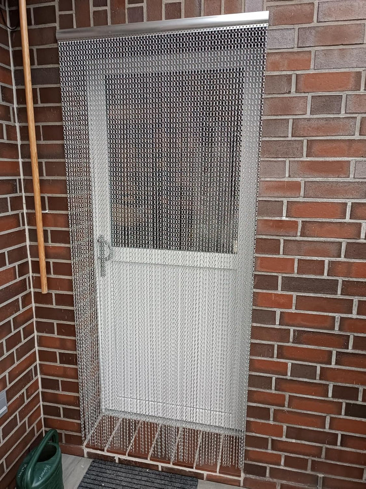 GENI Fliegengitter – 90 cm x 200 cm –Premium-Aluminium-Fliegengitter für Türen,, Aluminiumketten Tür