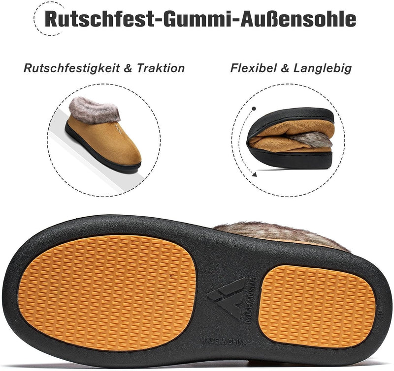 Mishansha Damen Winter Rutschfest Warme Hausschuhe Memory Foam Plüsch Pantoffeln, Gr.36-43 36 EU Cam