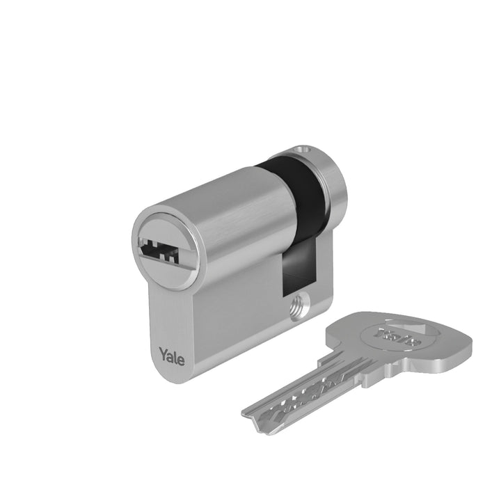 Yale Europrofil Zylinder 1000 PLUS Serie Halbzylinder 30/10mm Nickel matt mit 4 Schlüsseln ideal für