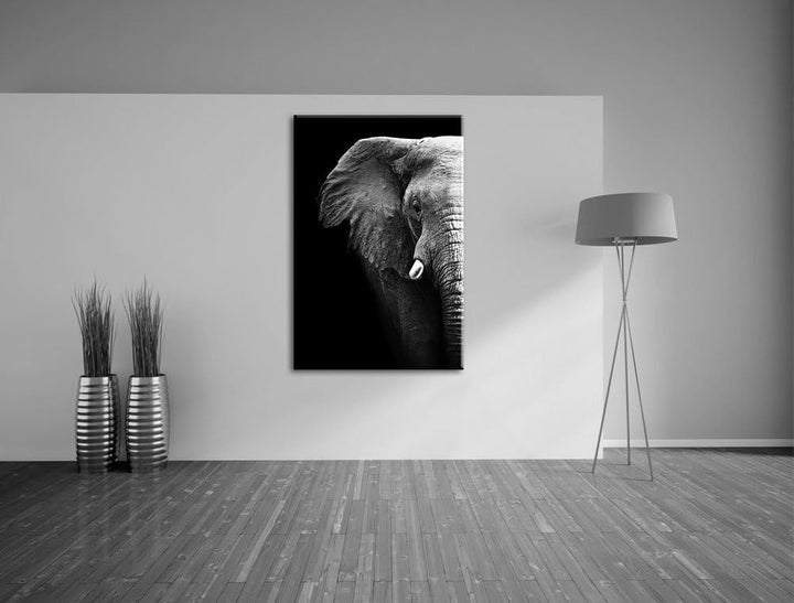 Pixxprint Elefant Porträt Format: 100x70 auf Leinwand, XXL riesige Bilder fertig gerahmt mit Keilrah