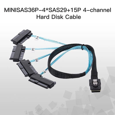 NFHK Internal 36 Pin Mini SAS SFF-8087 Host to 4 SFF-8482 Target SAS Hard Disk and SATA Power Cable