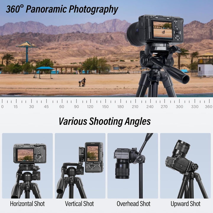 SIRUI Kamera Stativ 180cm, Aluminium Camera Tripod mit Telefonklemme Dreibein-Stative Fotostativ für