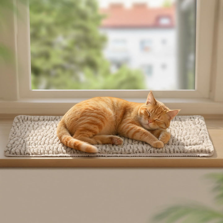 Mora Pets Fensterliege Fensterbrett für Katzen, Selbstwärmend Katzenbett Fensterbank, Flauschig & We