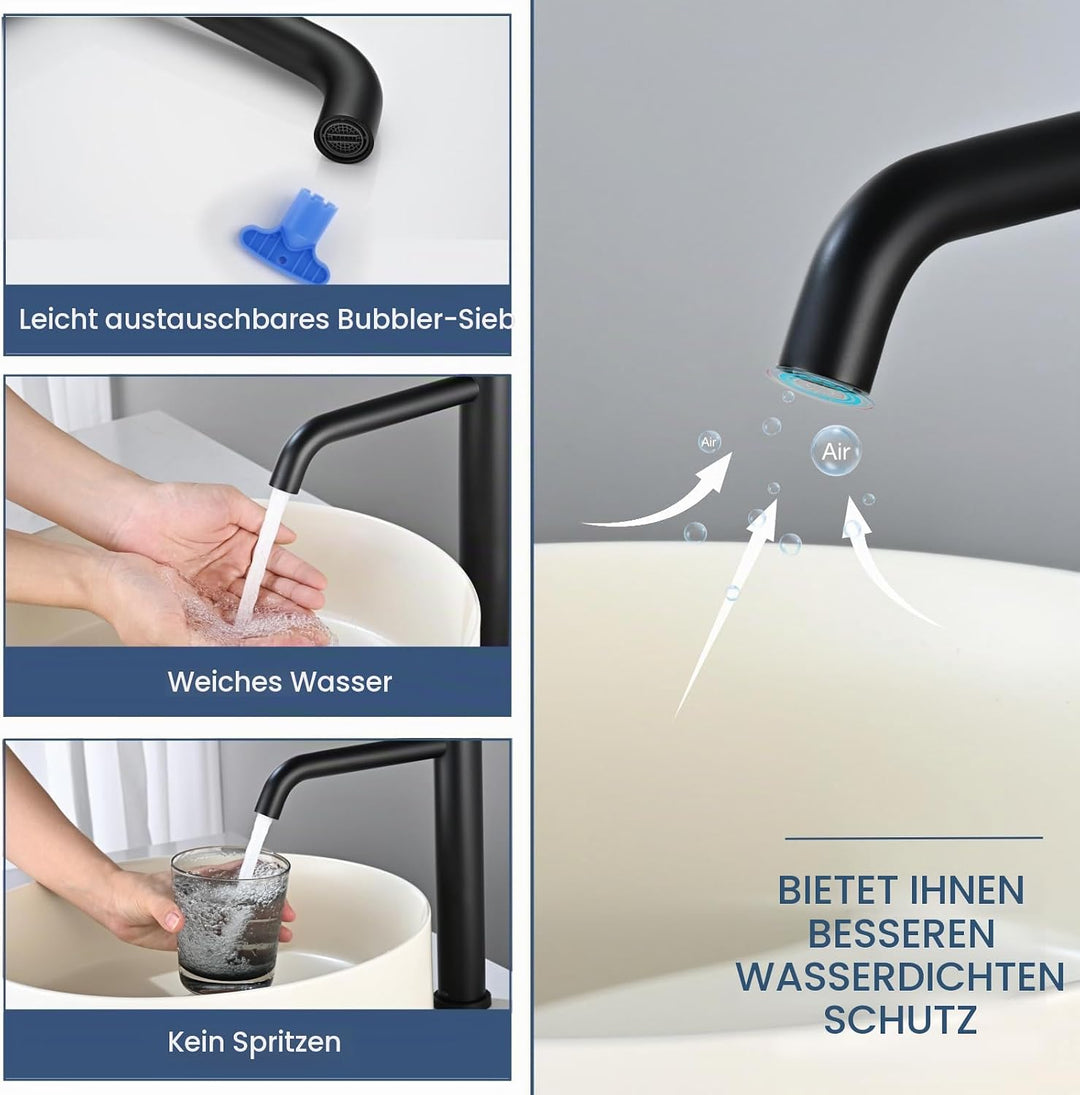 Wasserhahn Bad-Mischbatterie, Waschtischarmatur mit Geräuscharmem Keramischem Ventilkern, Armatur fü