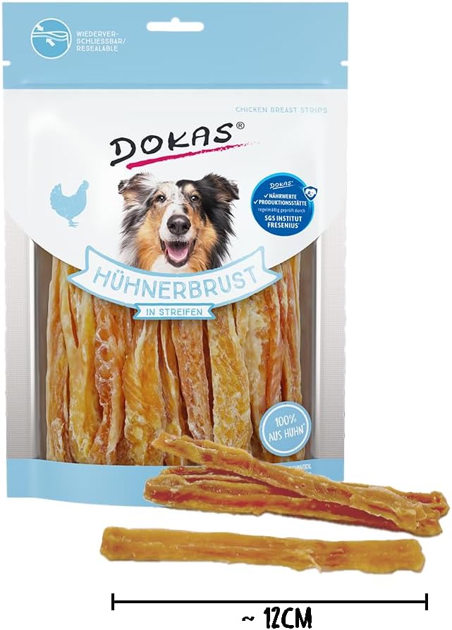 DOKAS Getreidefreier Premium Snack in Streifen für Hunde – Ideal für zwischendurch