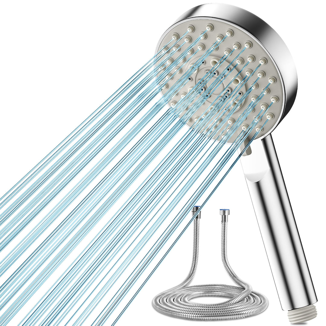 Magichome Duschkopf Wassersparend mit Schlauch 2M, mit 5 Strahlarten, Turbogeladenes Design Hochdruc