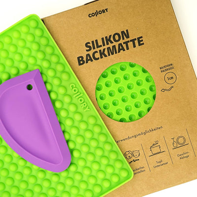 Collory mini Halbkugel (1cm) Silikon Backmatte und Teigschaber Set zur Herstellung von Hundekekse un