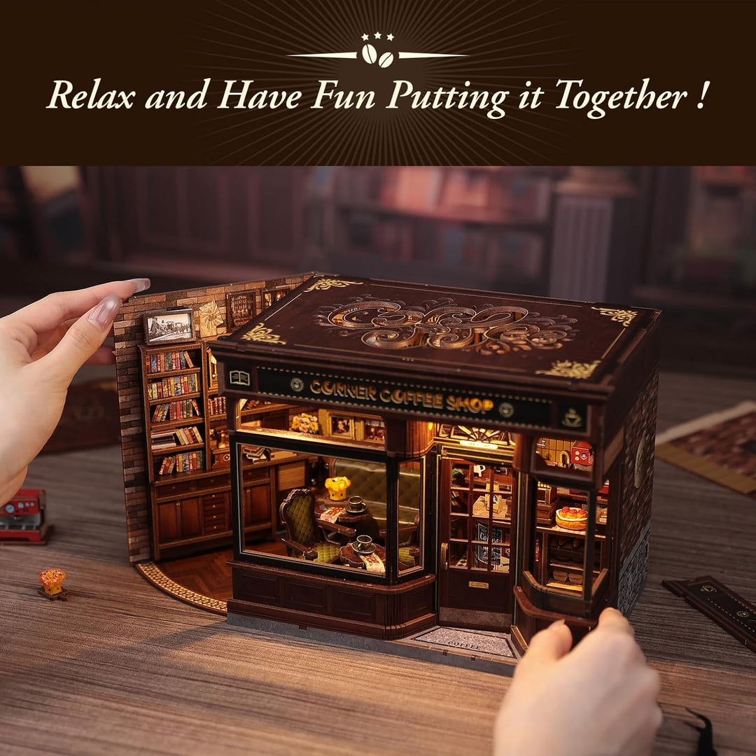CUTEBEE Book Nook Kit - DIY Miniatur Haus Puppenhaus Booknook 3D Holzpuzzle Bibliothek mit Staubschu