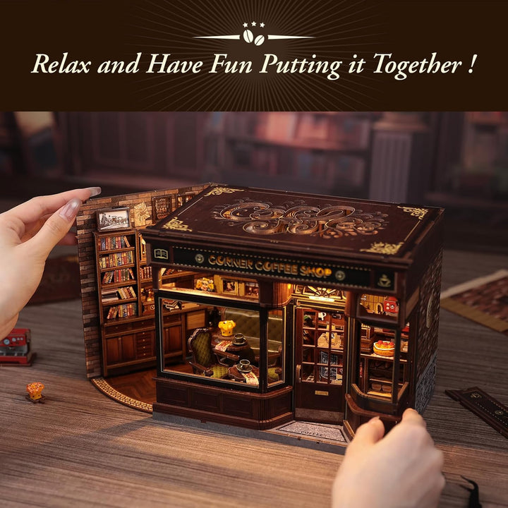 CUTEBEE Book Nook Kit - DIY Miniatur Haus Puppenhaus Booknook 3D Holzpuzzle Bibliothek mit Staubschu