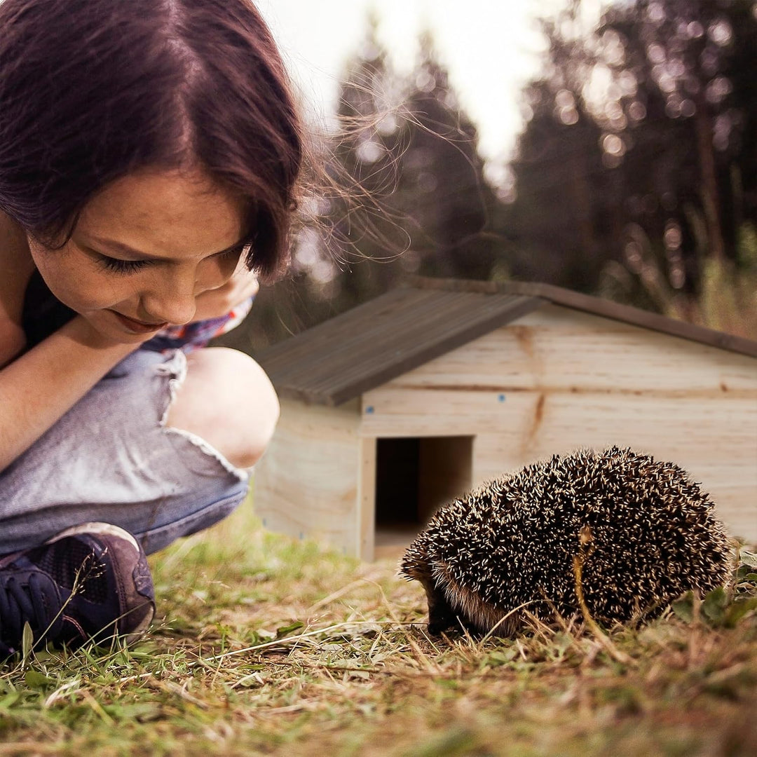 Relaxdays Igelhaus, Holz, Igelhotel mit Boden, 2 Kammern, Winterquartier für Igel, Garten, HBT: 24x4