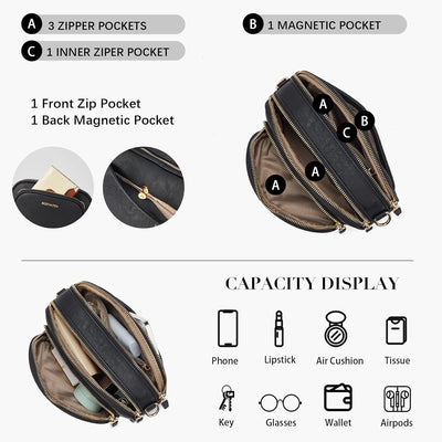 BOSTANTEN Damen Handy Umhängetasche, PU Leder Crossbody Schultertasche, Umhängetasche mit Breitem Gu
