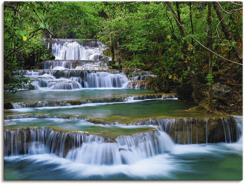 ARTland Leinwandbilder Wandbild Bild auf Leinwand 80x60 cm Natur Landschaft Wasserfall Wald Thailand