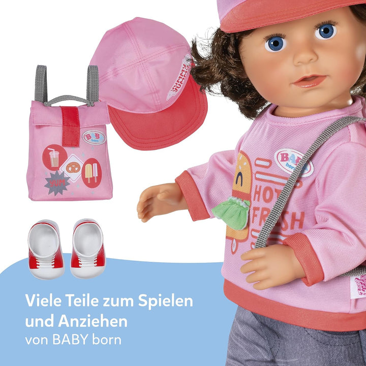 Baby Born Snack Shop Outfit mit Cap, Schuhen und Rucksack für 43cm Puppen