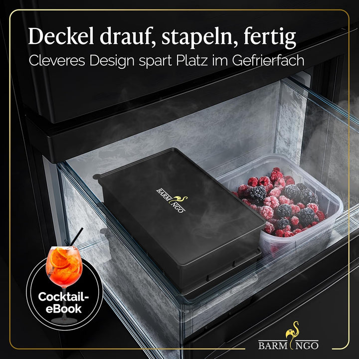 Silikon Eiswürfelform mit Deckel (3er Set) – BPA-freie Eiswürfelform gross/XXL | Grosse Eiswürfel Fo