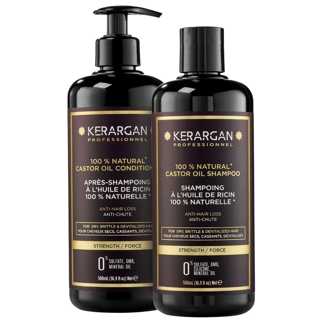 Kerargan - Anti-Haarausfall Shampoo &amp; Spülung Duo mit Rizinusöl für trockenes, brüchiges, geschwächt