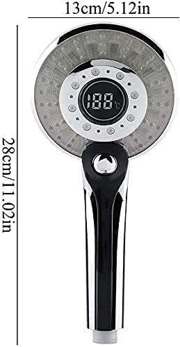 LED Duschkopf, Regendusche 3 Farben Farbwechsel Temperaturregelung, Handbrause mit Digital Temperatu