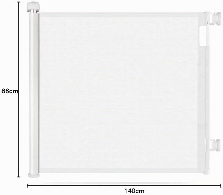 Einziehbares Babygitter, 86 cm x 140 cm, Treppenschutzgitter für Babys und Haustiere, ausziehbare Ab