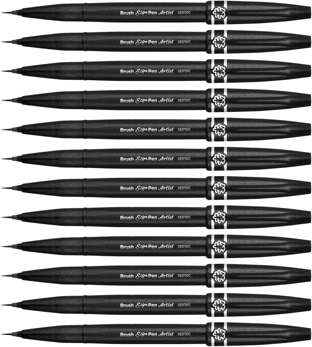 Pentel SESF30C-AX Extra feine Pinsel-Spitze, 12 Stück schwarz 12 Schwarz, 12 Schwarz