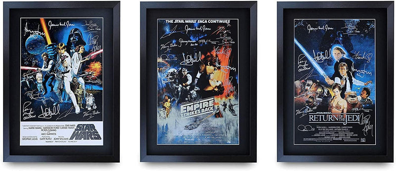 HWC Trading A3 FR Das Star Wars-Trilogie-Film-Plakat-Sammlung Cast Signed Geschenk gerahmt Printed A