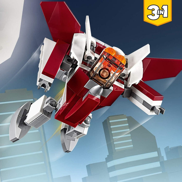 LEGO 31086 Creator Flugzeug der Zukunft, Raumschiff der Zukunft oder Roboter der Zukunft, 3-in-1 Bau