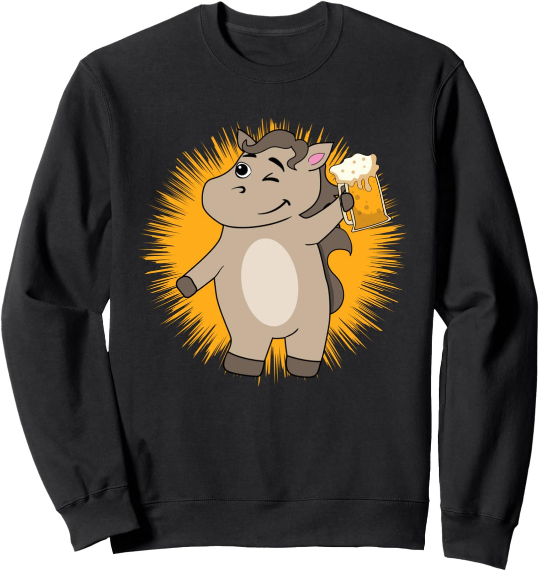 Party Pferd mit Bier I Fun Damen Herren Sweatshirt