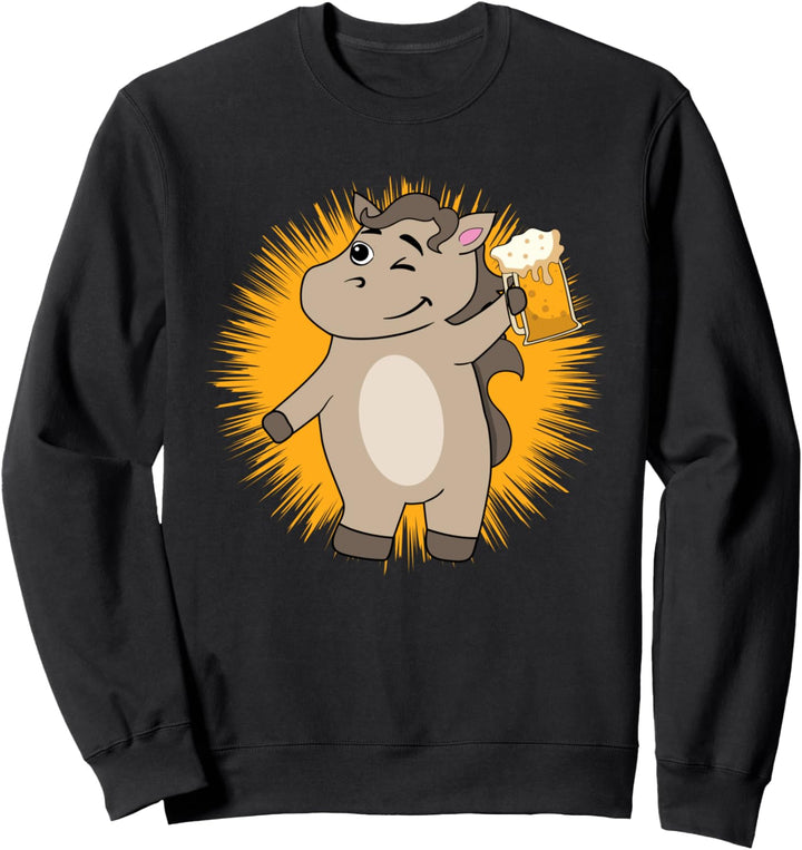 Party Pferd mit Bier I Fun Damen Herren Sweatshirt