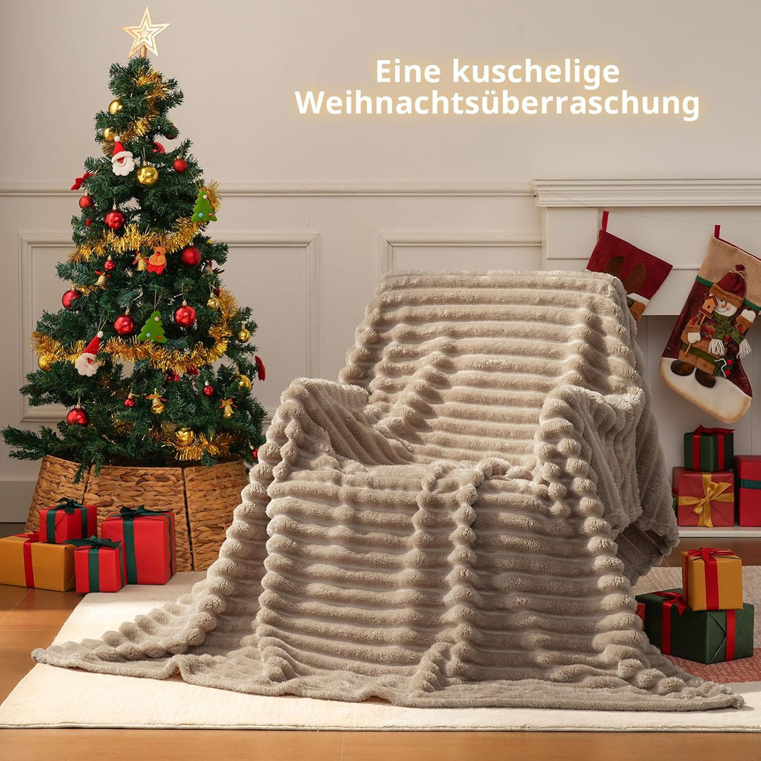 Kuscheldecke Flauschig, 200x230cm weiche und warme Fleecedecke, Sofadecke Couchdecke für Wohnzimmer