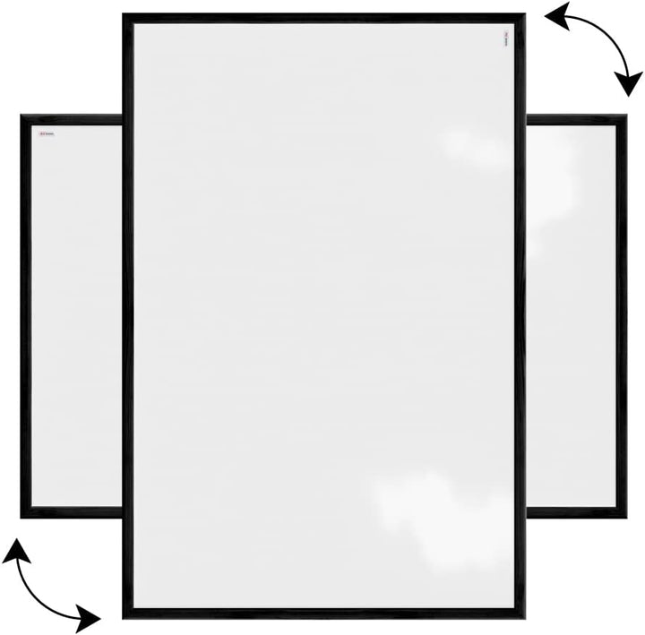 ALLboards Whiteboard mit schwarzem Rahmen 90x60cm Magnettafel Weiss Magnetisch, Trocken Abwischbar