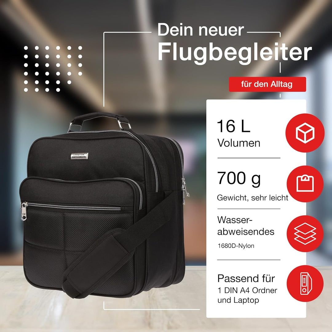 Christian Wippermann Flugbegleiter Umhängetasche Bag Arbeitstasche Herrentasche im Quer oder Hochfor