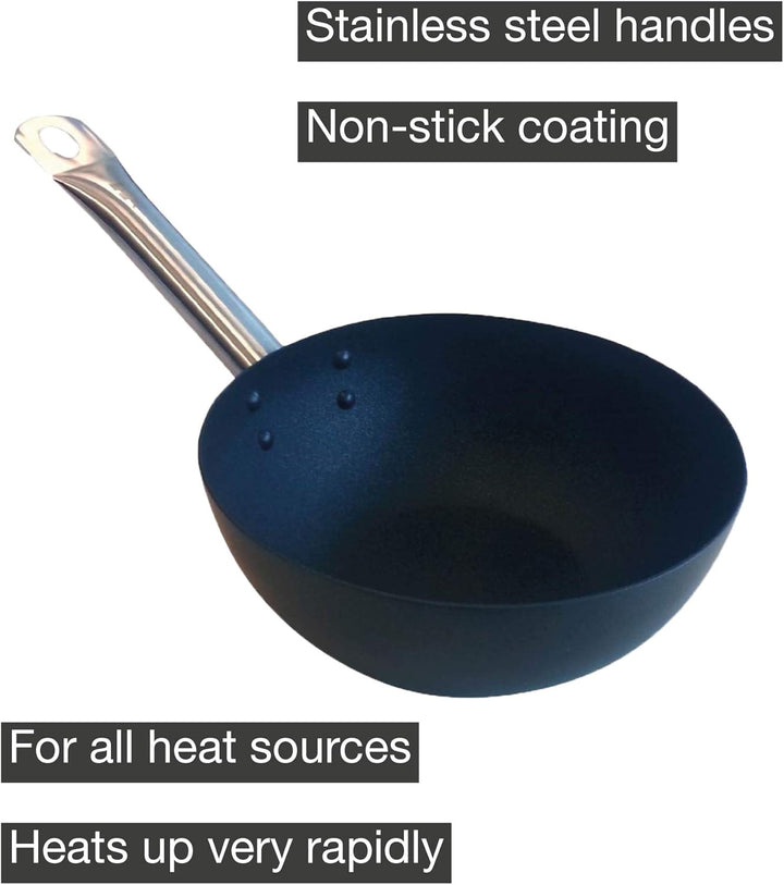 Point-Virgule Wok Pfanne mit Antihaft Beschichtung und Edelstahlgriff für Wok-Grillgerichte zu berei