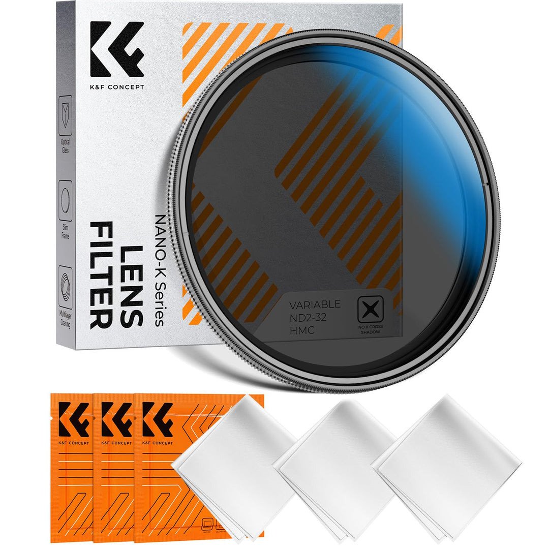 K&F CONCEPT Nano-K Serie ND Filter 82mm Variabler Graufilter ND2-32 (1-5 Blendenstufen), 82mm
