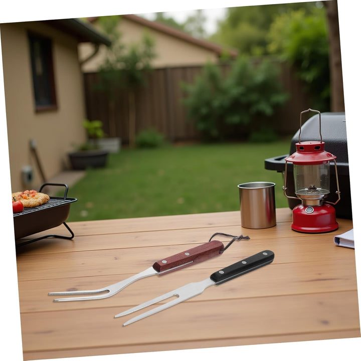 Garneck 2stücke Edelstahl Fleischgabel Mit Hitzebeständigem Holzgriff Grosse Grillgabel Für Outdoor-