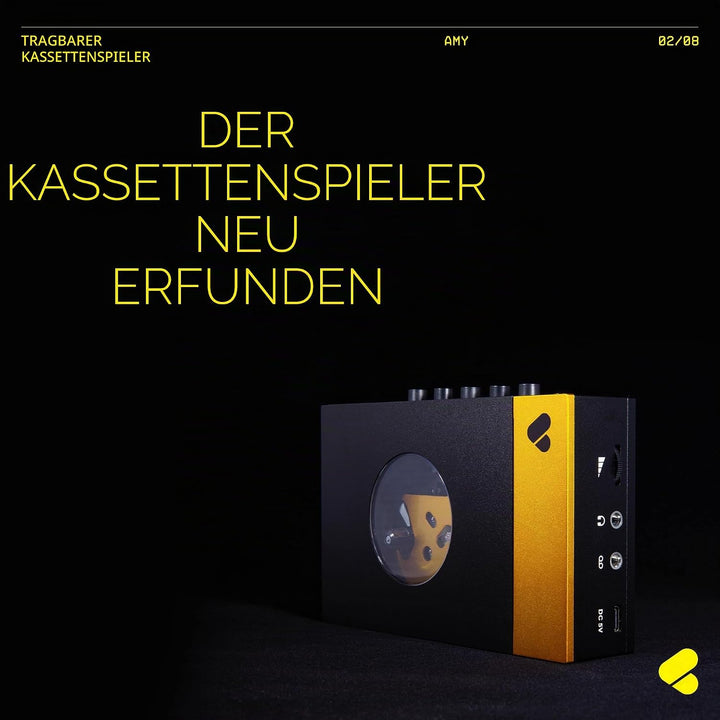 We are Rewind Tragbarer Kassettenspieler – Kassettenrekorder mit Bluetooth-Verbindung, Lautsprecher