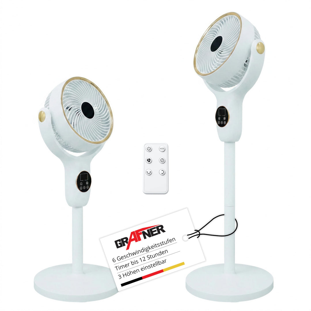 Grafner 3D Standventilator mit Fernbedienung & Touch-Display, 3-in-1 Ventilator höhenverstellbar 52–