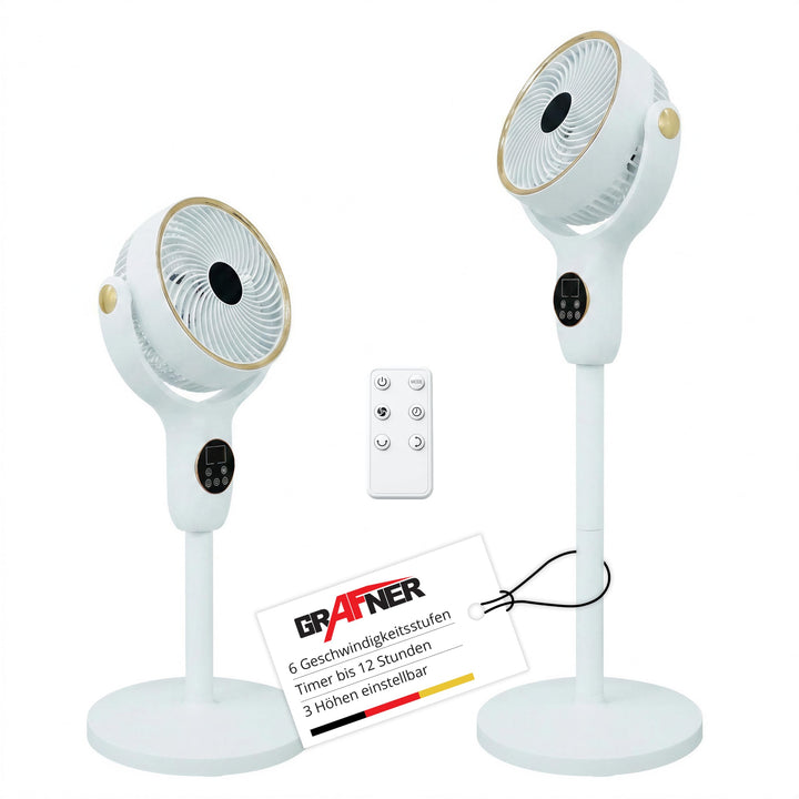 Grafner 3D Standventilator mit Fernbedienung & Touch-Display, 3-in-1 Ventilator höhenverstellbar 52–