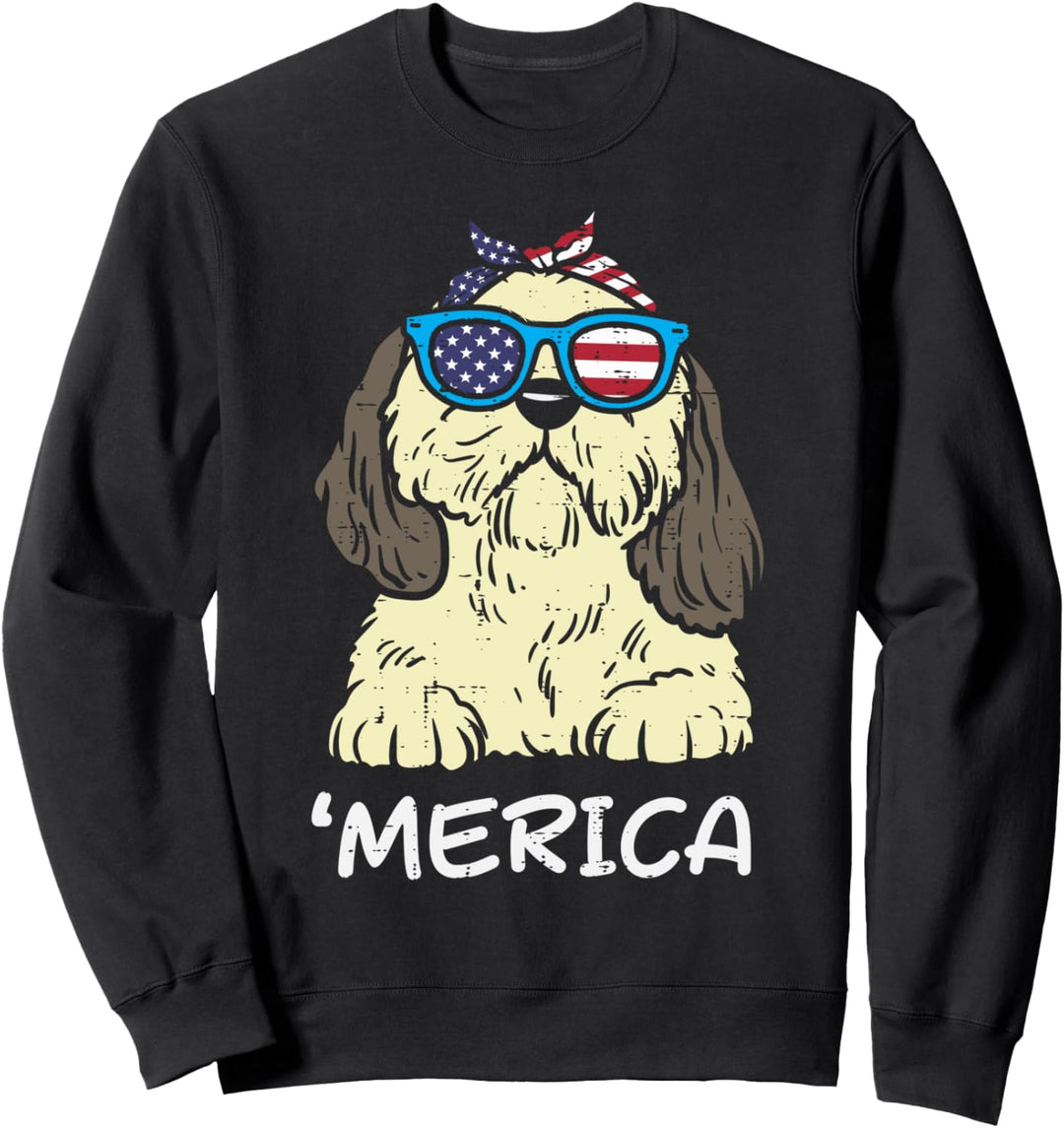 Merica Shih Tzu American USA 4th Of July Fourth Dog Women Sweatshirt