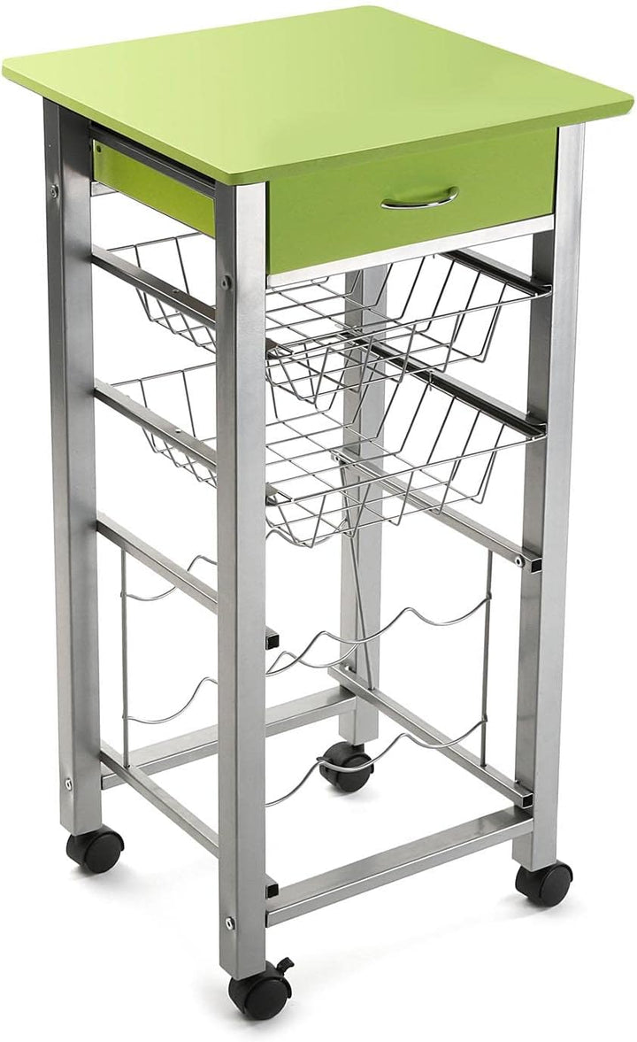 Versa Leicester Küchenwagen mit Rädern, Schubladen und Flaschenregal, Gemüsehändler, Küchenablage, M
