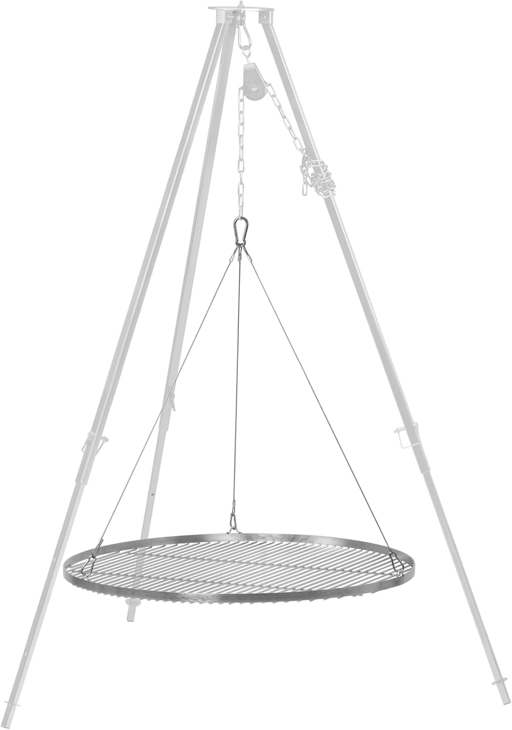 BBQ-Toro Edelstahl Grillrost Rund | Ø 80 cm | Grillgitter mit Seilaufhängung, Hängerost für Schwenkg