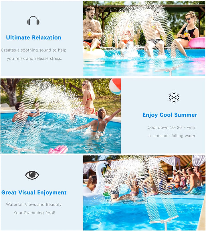 Wasserbrunnen Dual Spray Einstellbarer Pool Wasserfall Brunnen mit Adapter Belüfter für Über Ingroun