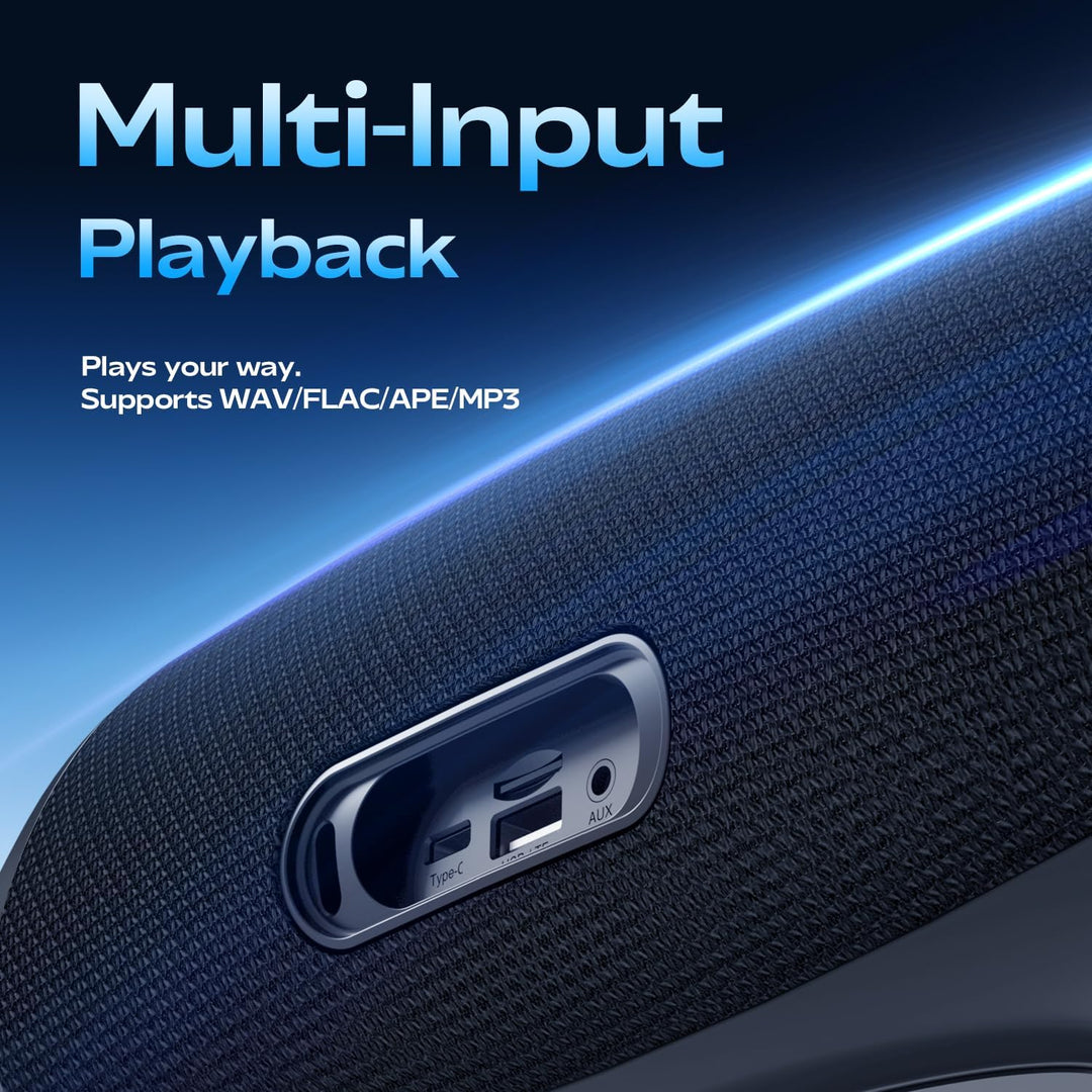 YEAHBOX Sonic Boom POP Bluetooth-Lautsprecher, 50W 1.1-Kanal-Basssystem, Racetrack-Woofers + 31mm Si