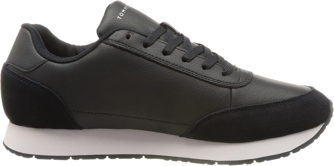 Tommy Hilfiger Herren Signature Ledersneaker Runner-Sneaker, Desert Sky